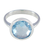 Blue Topaz Solitaire Egyptian Sterling Silver Blue Gemstones Tiny Sophisticated Ring Jewelry