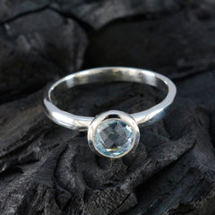 Blue Topaz Solitaire Turkish 925 Silver Blue Gems Delicate Glamorous Ring Jewellery