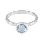 Blue Topaz Solitaire Turkish 925 Silver Blue Gems Delicate Glamorous Ring Jewellery