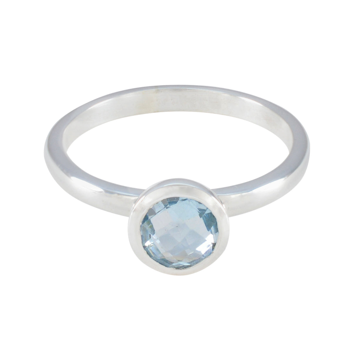Blue Topaz Solitaire Turkish 925 Silver Blue Gems Delicate Glamorous Ring Jewellery
