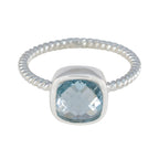 Blue Topaz Solitaire Turkish Sterling Silver Blue Gemstones Dainty Twist Ring Jewelry