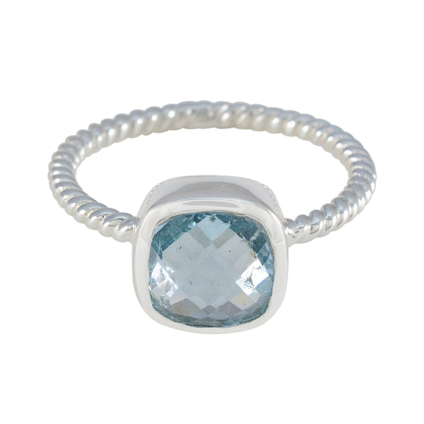 Blue Topaz Solitaire Turkish Sterling Silver Blue Gemstones Dainty Twist Ring Jewelry