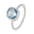 Blue Topaz Solitaire Turkish Sterling Silver Blue Gemstones Dainty Twist Ring Jewelry