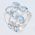 Blue Topaz Hepta German 925 Silver Blue Gemstones Mid weight Luxurious Ring Jewellery