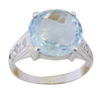 Blue Topaz Halo Egyptian Sterling Silver Blue Gems Slim Contemporary Ring Jewelry