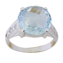 Blue Topaz Halo Egyptian Sterling Silver Blue Gems Slim Contemporary Ring Jewelry