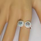 Blue Topaz Toi et Moi German 92.5 Silver Blue Gems Tiny Romantic Ring Jewellery