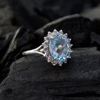Blue Topaz multiple French 92.5 Silver Blue Gemstone Featherlight Modern Ring Jewellery