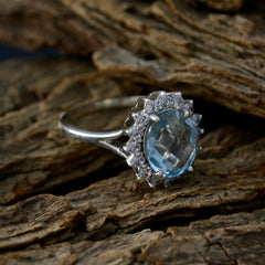 Blue Topaz multiple French 92.5 Silver Blue Gemstone Featherlight Modern Ring Jewellery