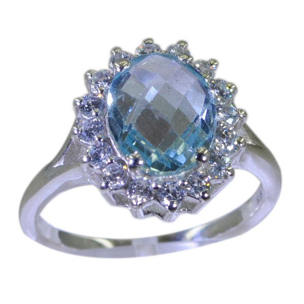 Blue Topaz multiple French 92.5 Silver Blue Gemstone Featherlight Modern Ring Jewellery
