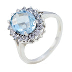 Blue Topaz multiple French 92.5 Silver Blue Gemstone Featherlight Modern Ring Jewellery
