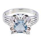 Blue Topaz Halo Indian 925 Silver Blue Gemstone Classic Luxurious Ring Jewelry