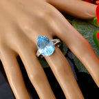 Blue Topaz Solitaire Egyptian Sterling Silver Blue Gemstones Versatile Heart Ring Jewellery