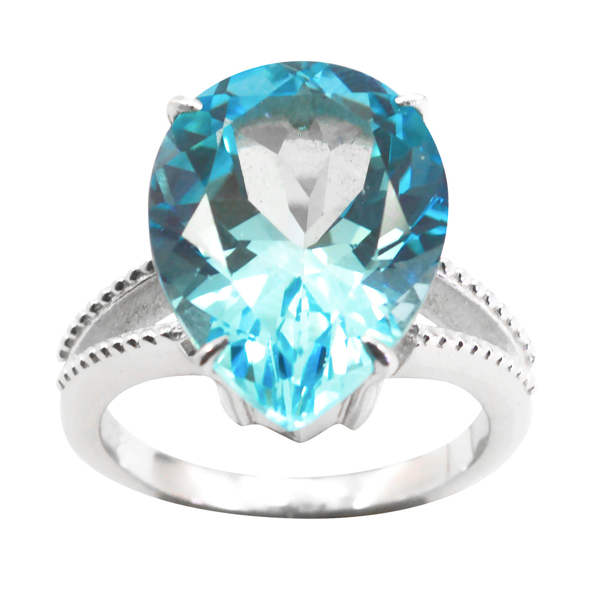 Blue Topaz Solitaire Egyptian Sterling Silver Blue Gemstones Versatile Heart Ring Jewellery Main image