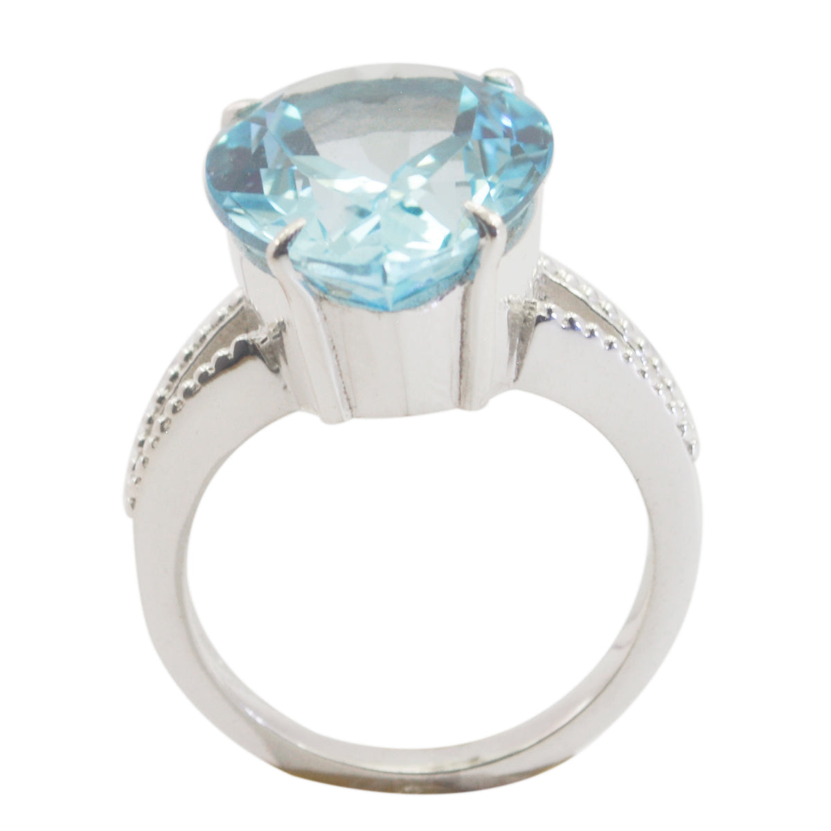 Blue Topaz Solitaire Egyptian Sterling Silver Blue Gemstones Versatile Heart Ring Jewellery