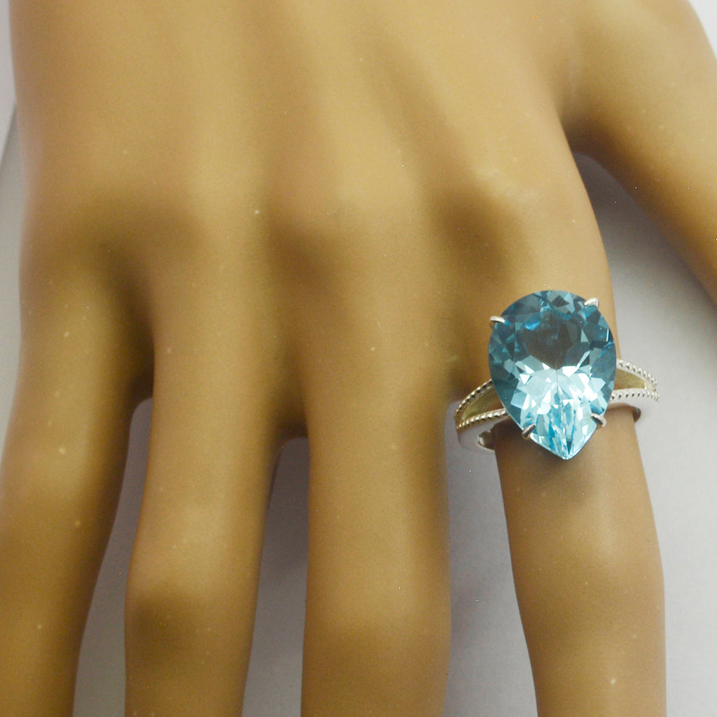 Blue Topaz Solitaire Egyptian Sterling Silver Blue Gemstones Versatile Heart Ring Jewellery