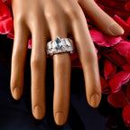 Blue Topaz Solitaire French 925 Silver Blue Gems Edgy Love Ring Jewelry