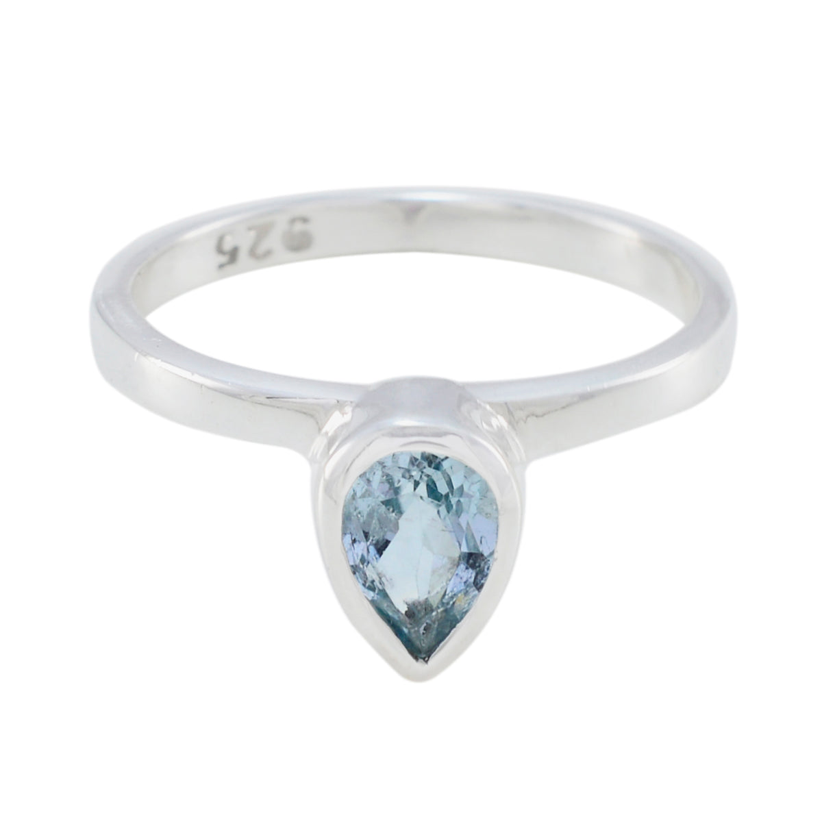 Blue Topaz Solitaire Turkish Silver Blue Gemstone Dainty Promise Ring Jewelry Huvudsaklig produktbild