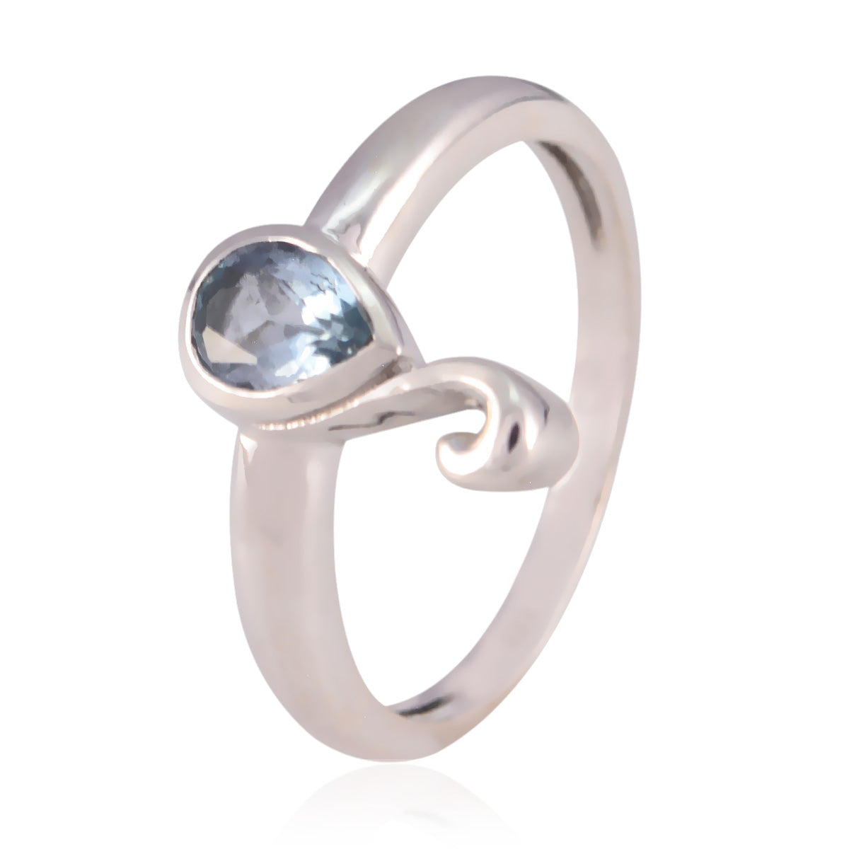 Blue Topaz Solitaire Turkish 92.5 Silver Blue Gems Dainty Romantic Ring Jewelry