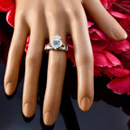 Blue Topaz Solitaire Moroccan Silver Blue Gems Tiny propsel Ring Jewelry