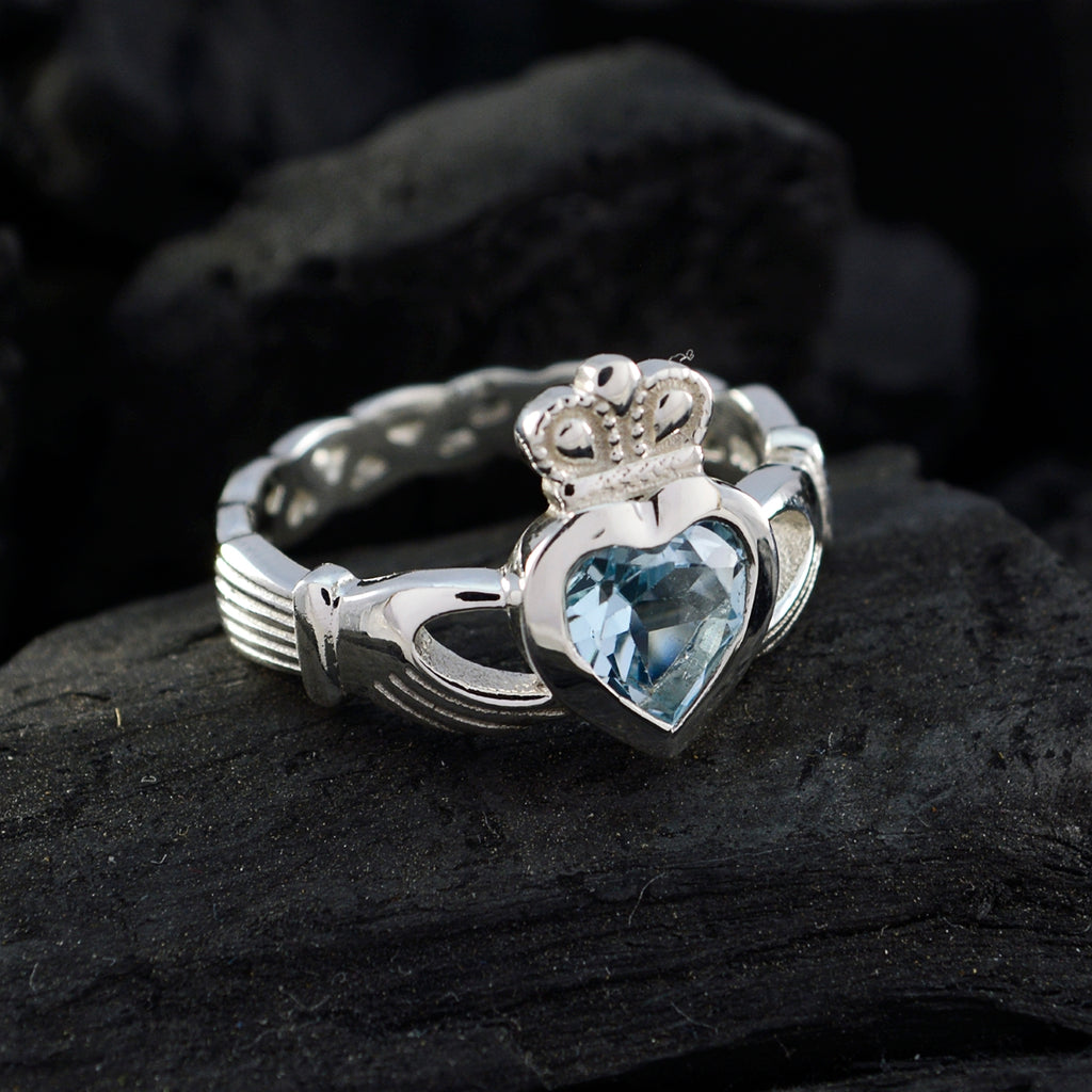 Blue Topaz Solitaire Moroccan Silver Blue Gems Tiny propsel Ring Jewelry