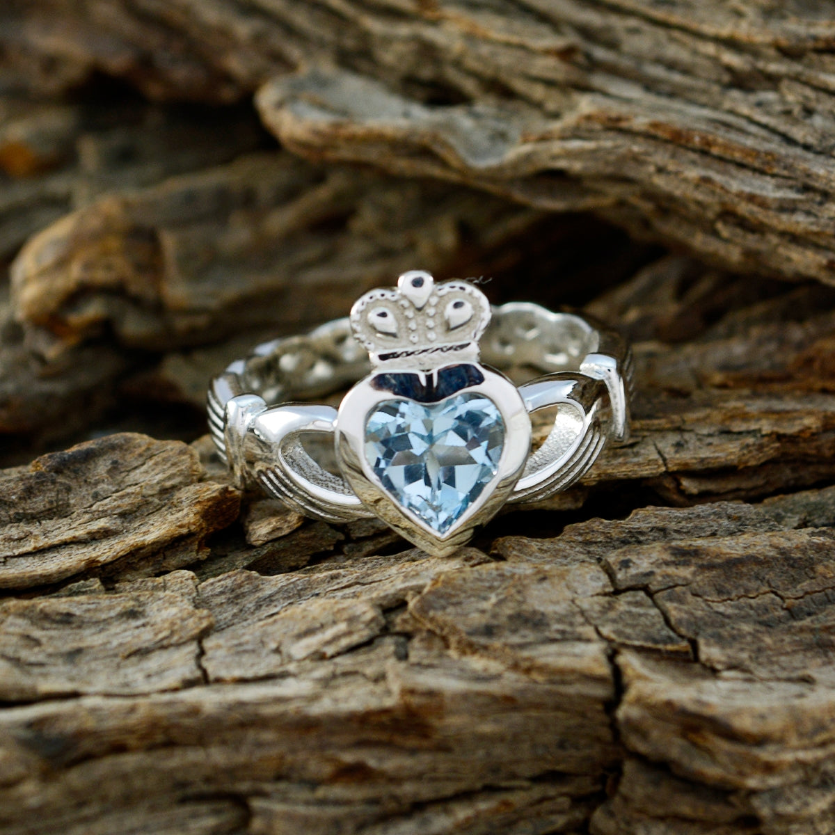 Blue Topaz Solitaire Moroccan Silver Blue Gems Tiny propsel Ring Jewelry