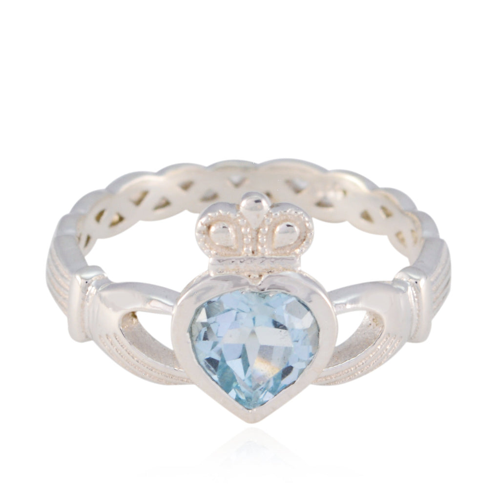 Blue Topaz Solitaire Moroccan Silver Blue Gems Tiny propsel Ring Jewelry