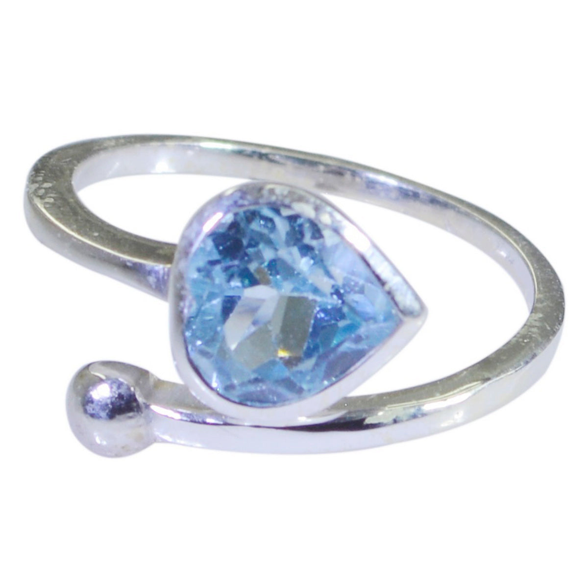 Blue Topaz Solitaire Japanese Silver Blue Gemstones Whisper thin Graceful Ring Jewellery