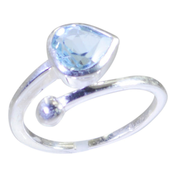 Blue Topaz Solitaire Japanese Silver Blue Gemstones Whisper thin Graceful Ring Jewellery