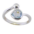 Blue Topaz Solitaire Japanese Silver Blue Gemstones Whisper thin Graceful Ring Jewellery
