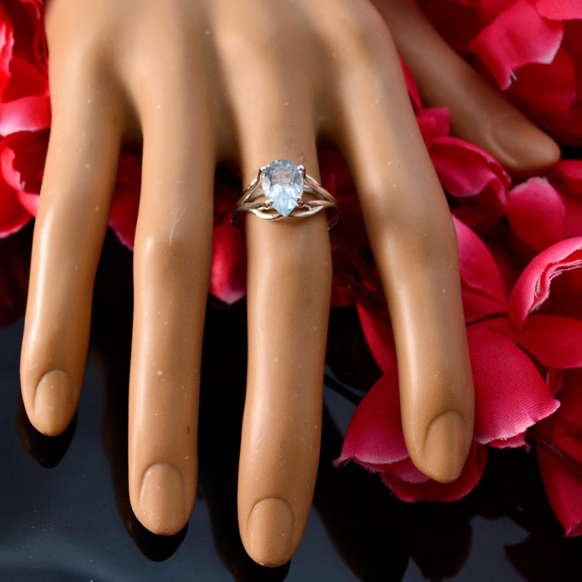 Blue Topaz Solitaire Turkish Sterling Silver Blue Gemstones Dainty Heart Ring Jewellery