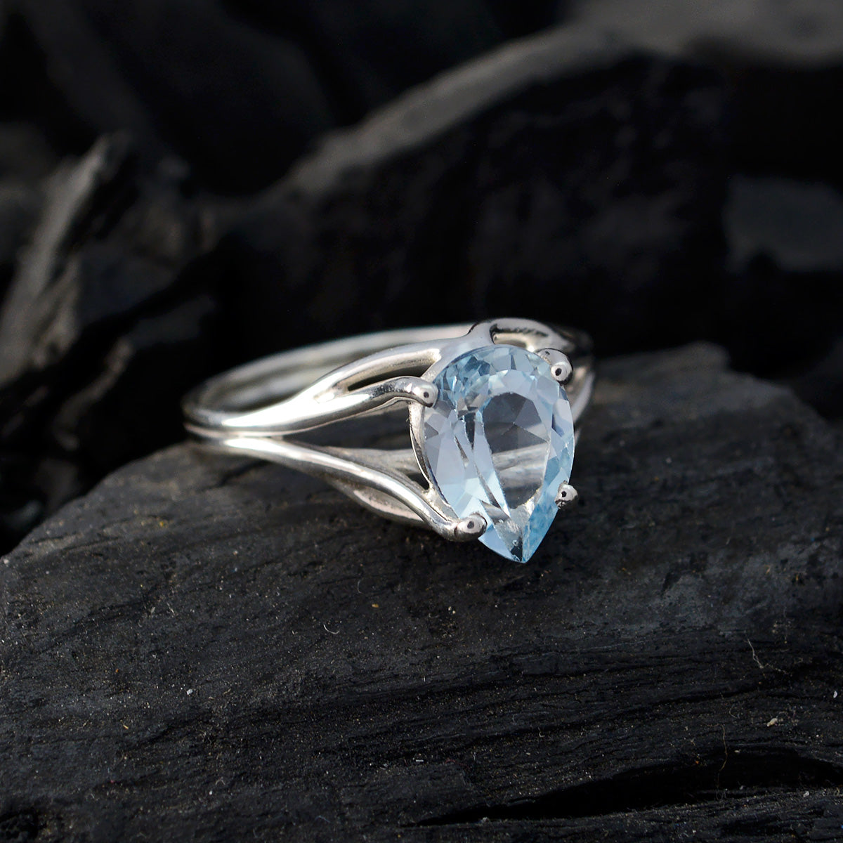Blue Topaz Solitaire Turkish Sterling Silver Blue Gemstones Dainty Heart Ring Jewellery