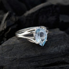 Blue Topaz Solitaire Turkish Sterling Silver Blue Gemstones Dainty Heart Ring Jewellery