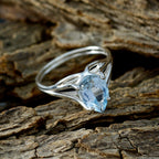 Blue Topaz Solitaire Turkish Sterling Silver Blue Gemstones Dainty Heart Ring Jewellery
