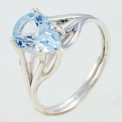 Blue Topaz Solitaire Turkish Sterling Silver Blue Gemstones Dainty Heart Ring Jewellery