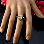 Blue Topaz Solitaire French 925 Sterling Silver Blue Gemstone Slim Fairytale Ring Jewellery