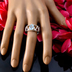 Blue Topaz Solitaire Indian Sterling Silver Blue Gems Tiny Glamorous Ring Jewellery