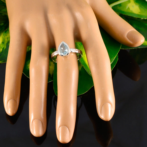 Blue Topaz Solitaire Moroccan Sterling Silver Blue Gemstones Featherlight Fairytale Ring Jewelry