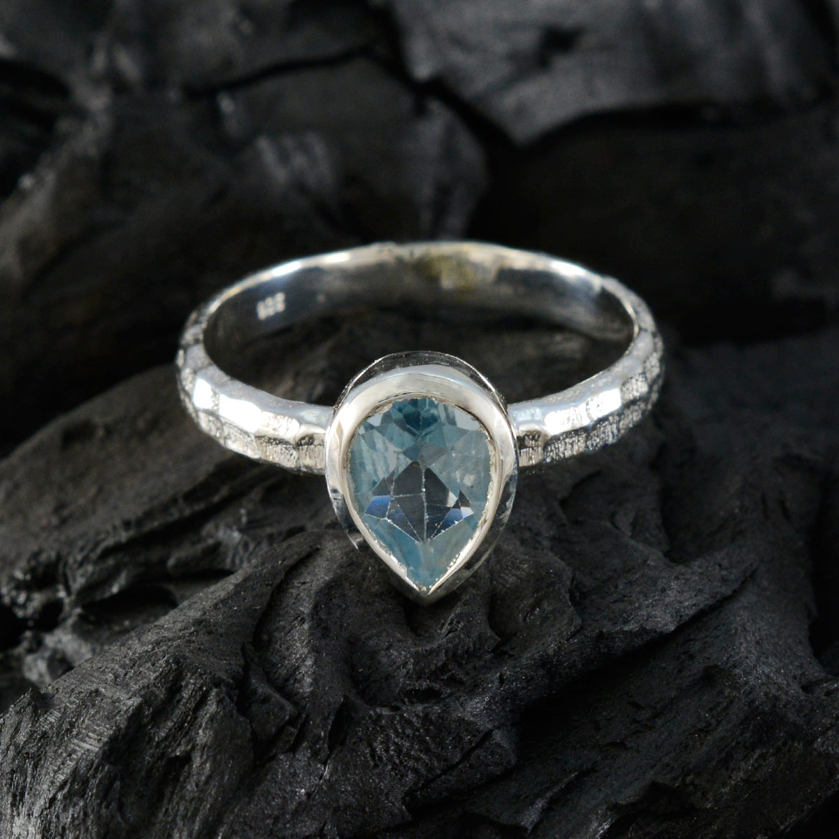 Blue Topaz Solitaire Moroccan Sterling Silver Blue Gemstones Featherlight Fairytale Ring Jewelry