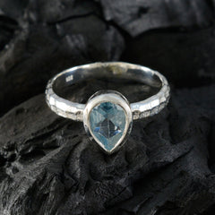 Blue Topaz Solitaire Moroccan Sterling Silver Blue Gemstones Featherlight Fairytale Ring Jewelry