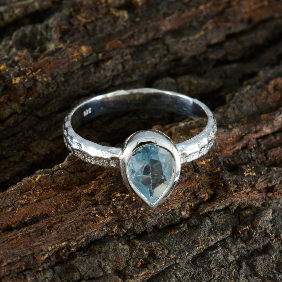 Blue Topaz Solitaire Moroccan Sterling Silver Blue Gemstones Featherlight Fairytale Ring Jewelry