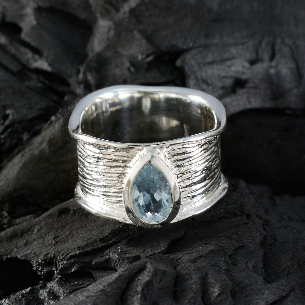 Blue Topaz Solitaire Russian 925 Silver Blue Gemstones Versatile Victorian Band Jewelry