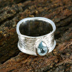 Blue Topaz Solitaire Russian 925 Silver Blue Gemstones Versatile Victorian Band Jewelry