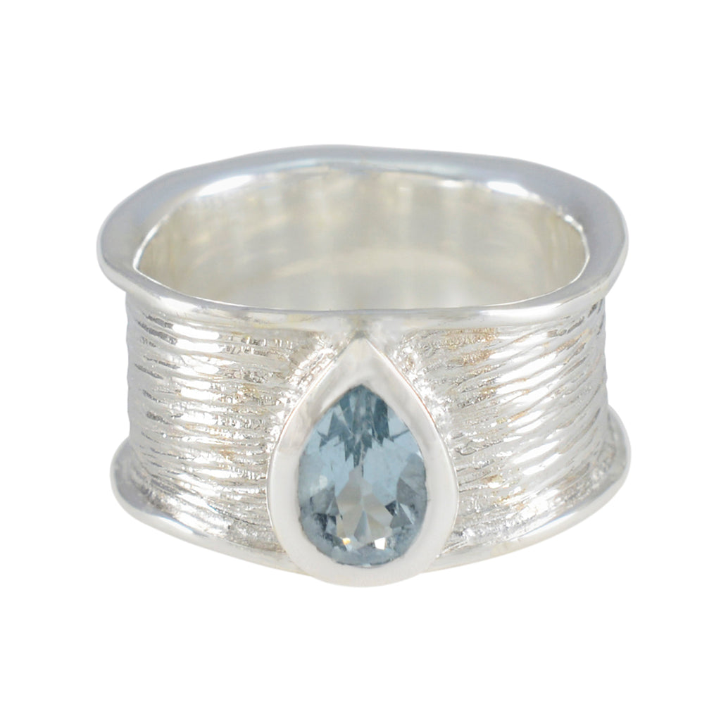 Blue Topaz Solitaire Russian 925 Silver Blue Gemstones Versatile Victorian Band Jewelry