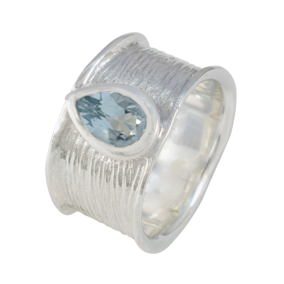 Blue Topaz Solitaire Russian 925 Silver Blue Gemstones Versatile Victorian Band Jewelry