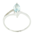 Blue Topaz Solitaire American Sterling Silver Blue Gemstone Minimalist Modern Ring Jewellery