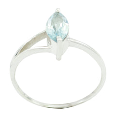 Blue Topaz Solitaire American Sterling Silver Blue Gemstone Minimalist Modern Ring Jewellery