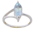 Blue Topaz Solitaire American Sterling Silver Blue Gemstone Minimalist Modern Ring Jewellery