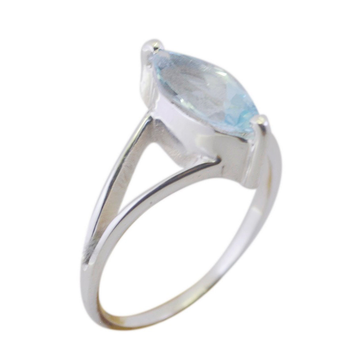 Blue Topaz Solitaire American Sterling Silver Blue Gemstone Minimalist Modern Ring Jewellery