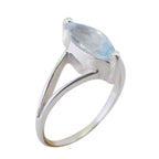Blue Topaz Solitaire American Sterling Silver Blue Gemstone Minimalist Modern Ring Jewellery
